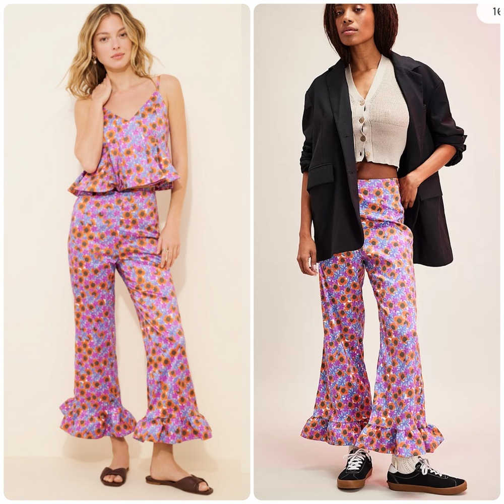 Celia B Trilha High Rise Ruffled Flare Pants